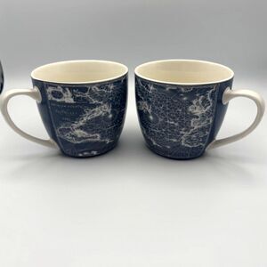 Set of 2 PIMPERNEL VTG Discontinued Mar del Nort Nautical Map 16oz Ceramic Mugs